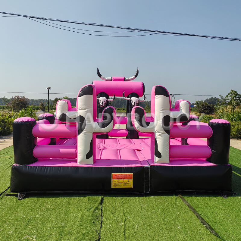 Pink Inflatable Rodeo Bull for Sale Bull Machine Rider aAmusement Equipment Riding Inflatable Rodeo Bull Game 