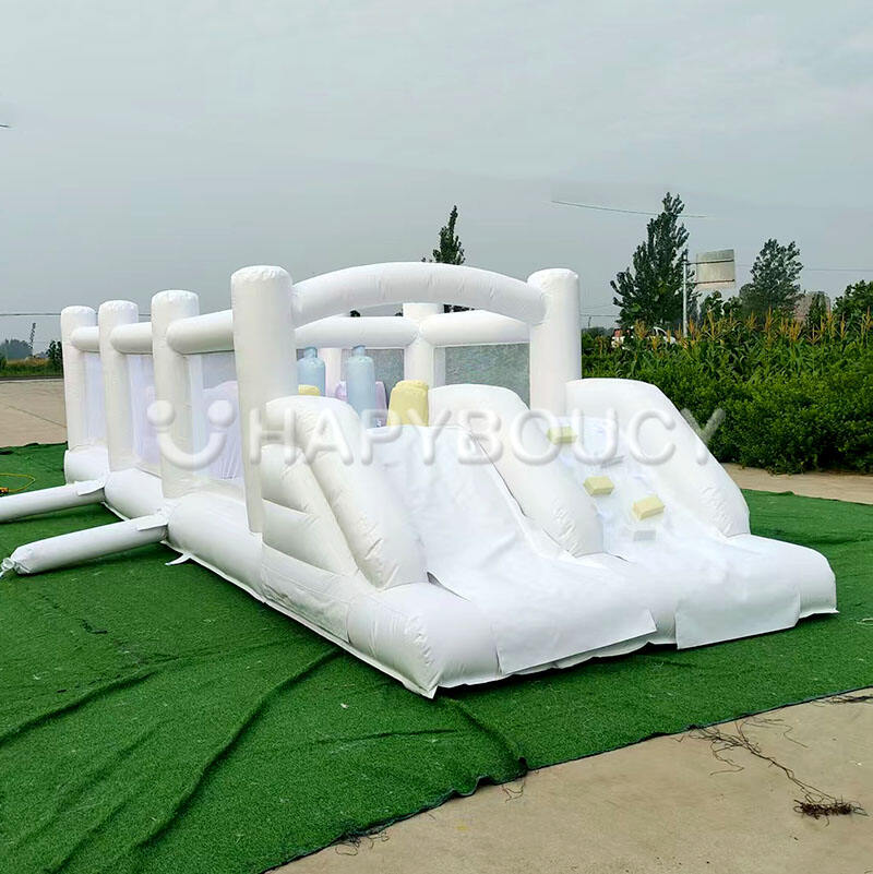 Commercial Inflatable Bouncy Castle Soft Play White Obstacle Course Bounce House for Sale
