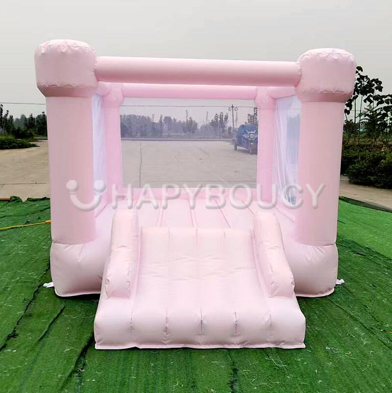 Manufacturer Small Indoor Amusement Equipment Light Inflatable Bouncer Pastel Pink Blue Beige Bounce House with Blower
