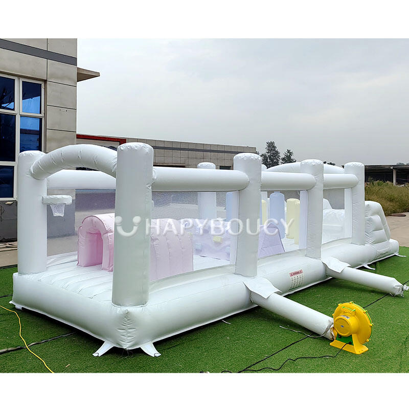 White 0.55mm PVC Inflatable Obstacle Bounce Slide Interactive Obstacle ...