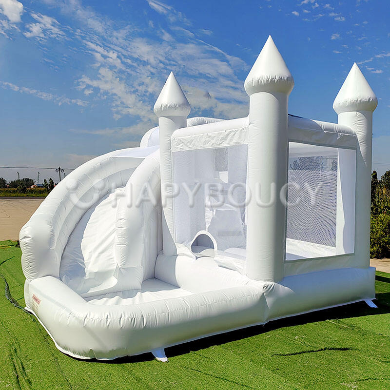Moon Bouncy Castle with Blower White Bounce House with Ball Pit Birthday Party