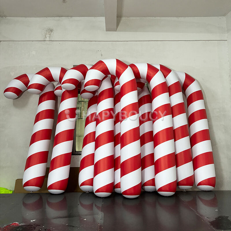 Giant Santa Candy Crafts Decorations Christmas Inflatable Candy Canes for Party 