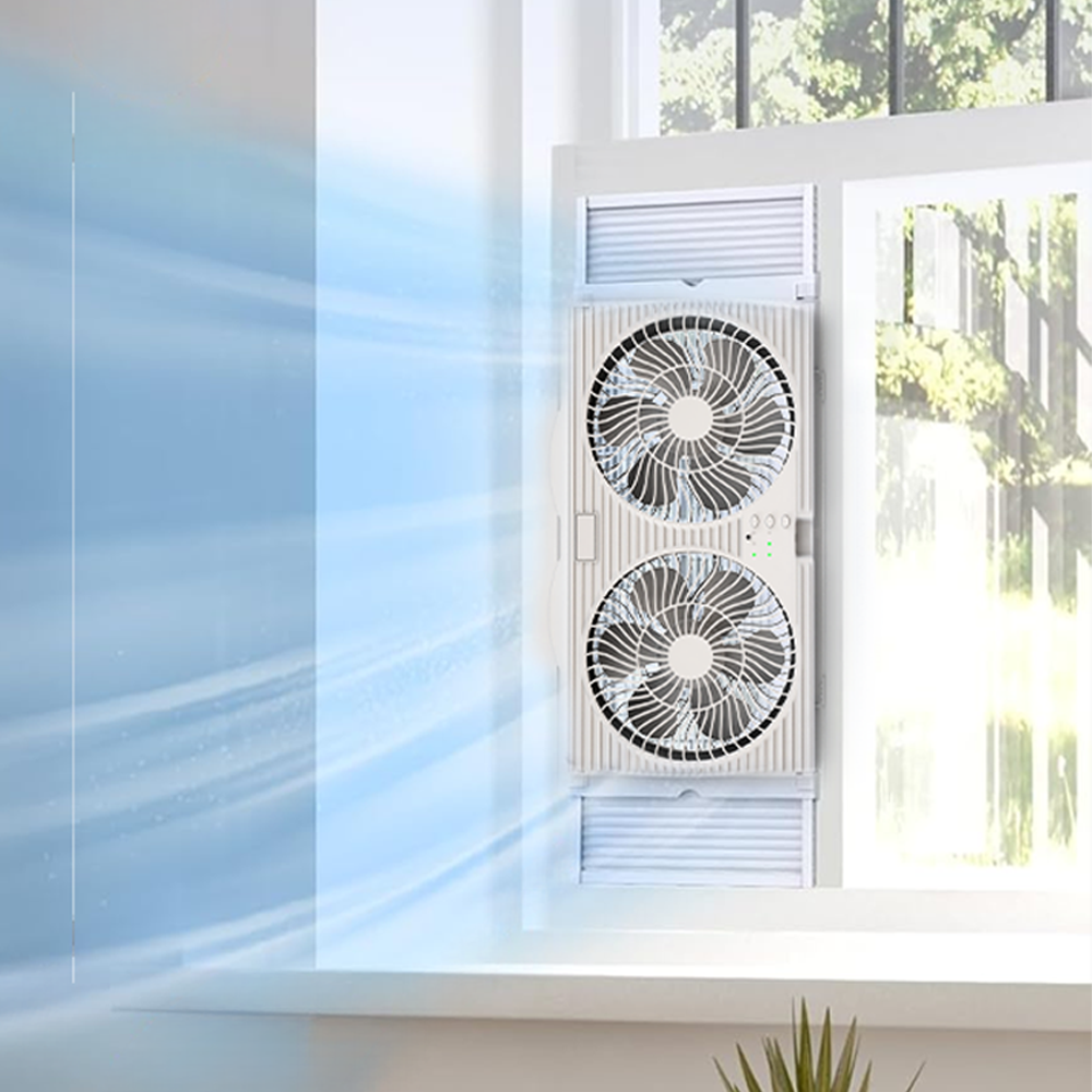 New Arrival 9 Inch Air Circulator Reversible Dc Fan Remote Control Wall Mounted Twin Window Exhaust Fan For House