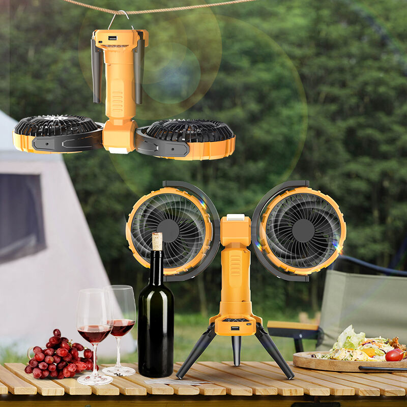 New Arrival Multifuncional Portable Usb Rechargeable Fan 8000Mah Battery Tripod Camping Camp Tent Fan For Outdoor