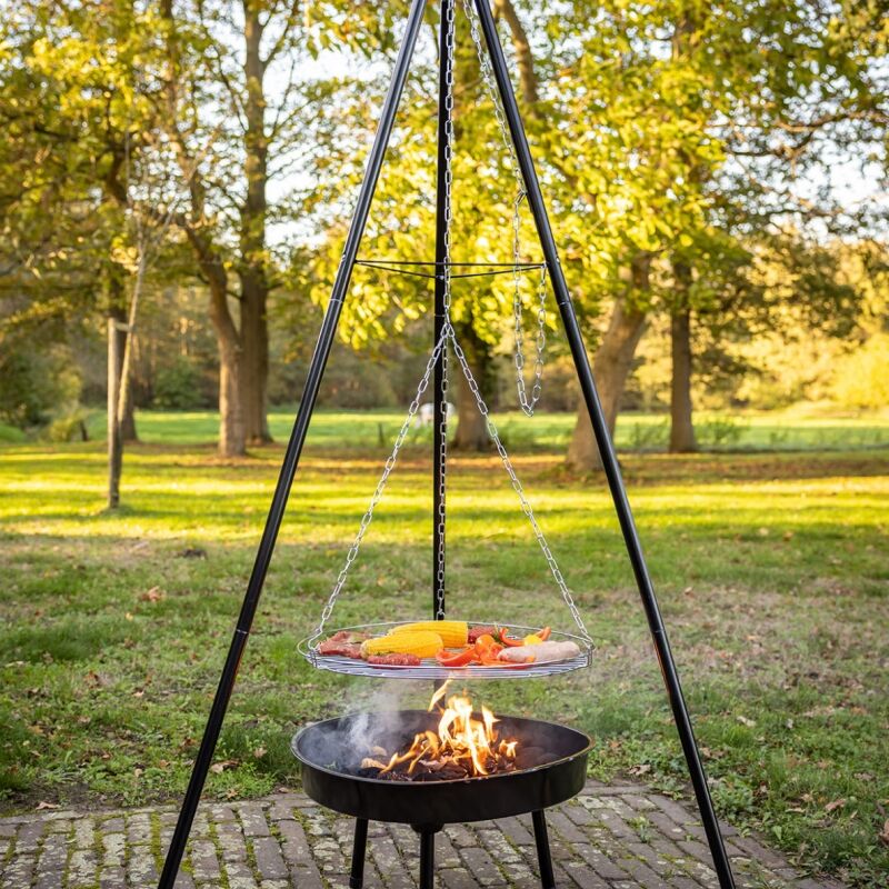 Multiple Tripod Hanging Fire Pit BBQ Grill