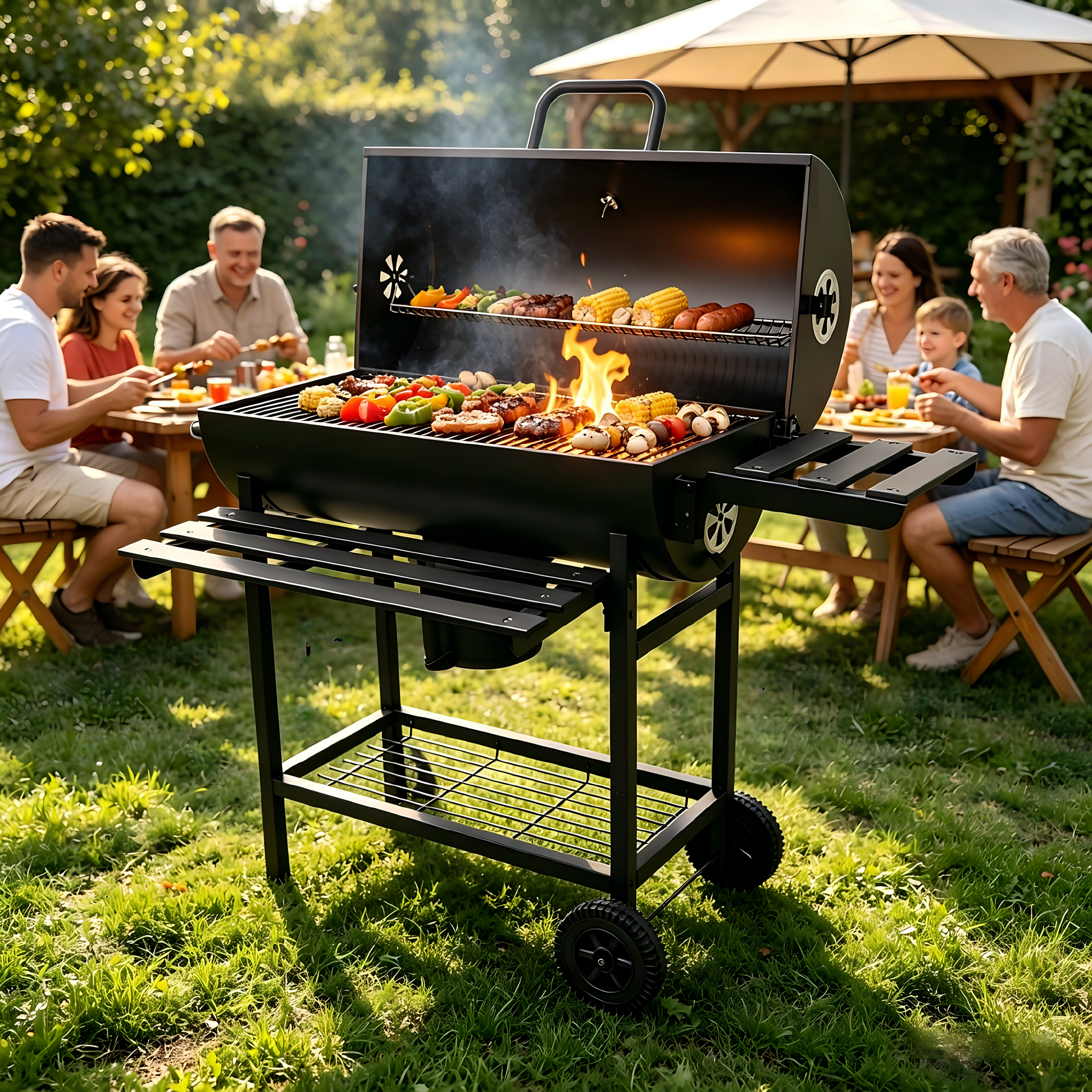 SCB-23 Garden Oil Drum Barrel Charcoal Grills BBQ 