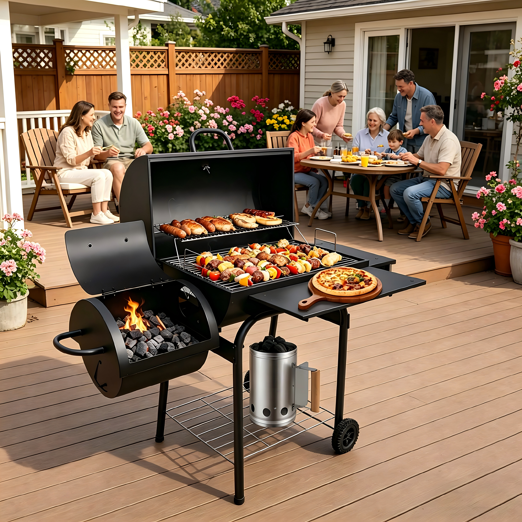 Heavy duty Large Offset Smoker Grill 