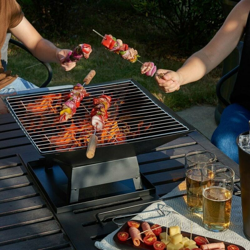 SCB-09 2 EN 1 Parrilla de carbón portátil al aire libre y hoguera cuadrada