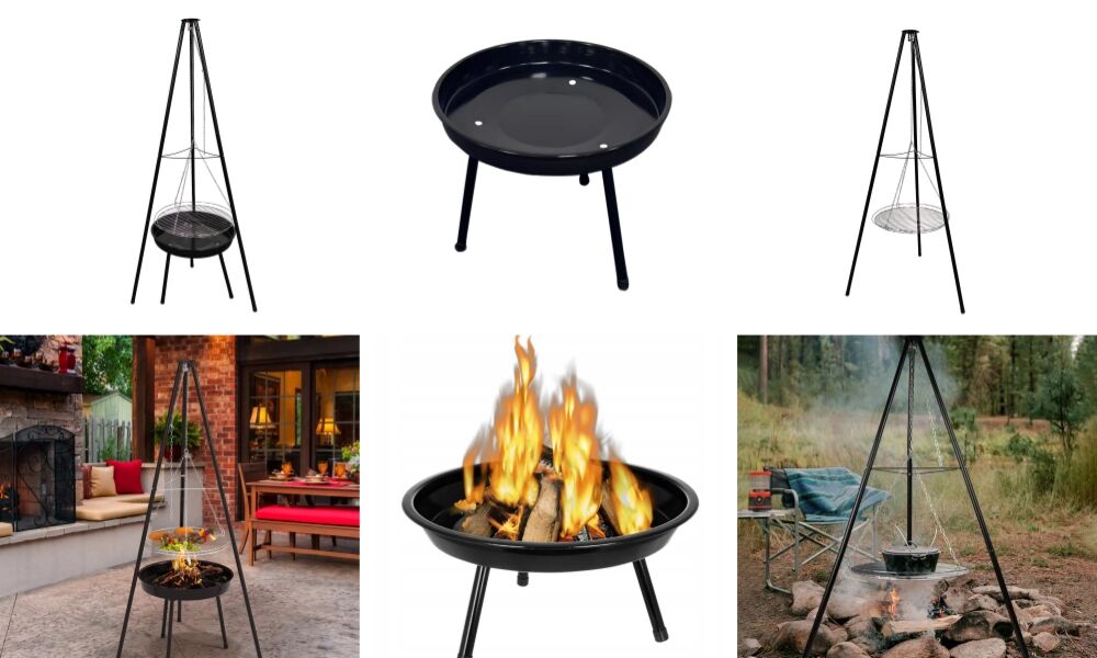 005Multiple Tripod Hanging Fire Pit BBQ Grill.jpg