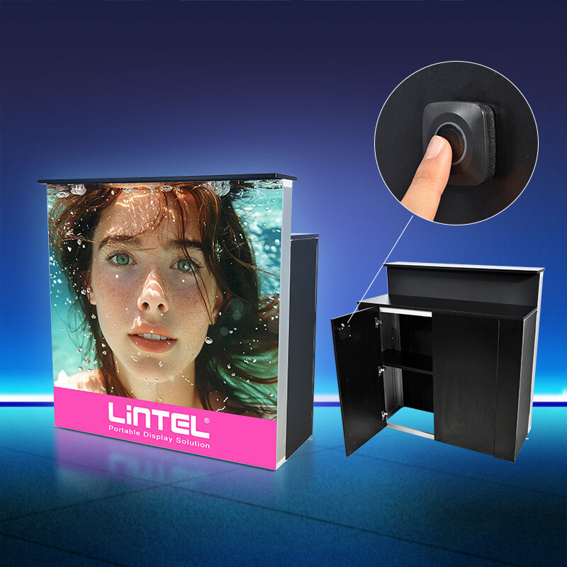 85 mm Doppel-Countertop-Leuchtkasten mit Fingerabdruckschloss und Ablage LT-ALF85-TB