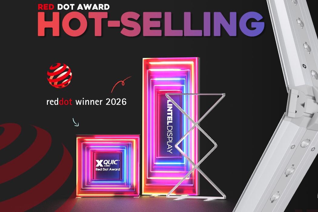 레드닷 어워드 및 린텔 85mm 폴딩 라이트 박스 – 라이트 박스 디스플레이 분야의 혁신