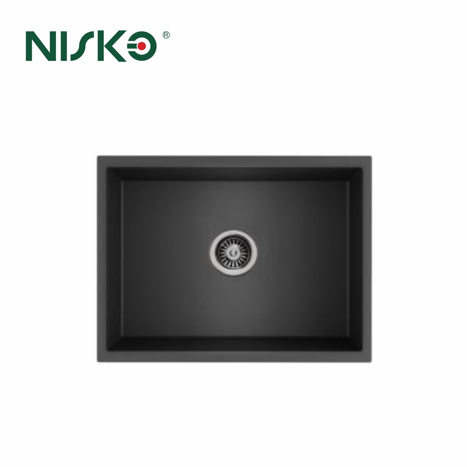 NISKO Kitchen Under Mount Single Bowl Quartz Sink in Black