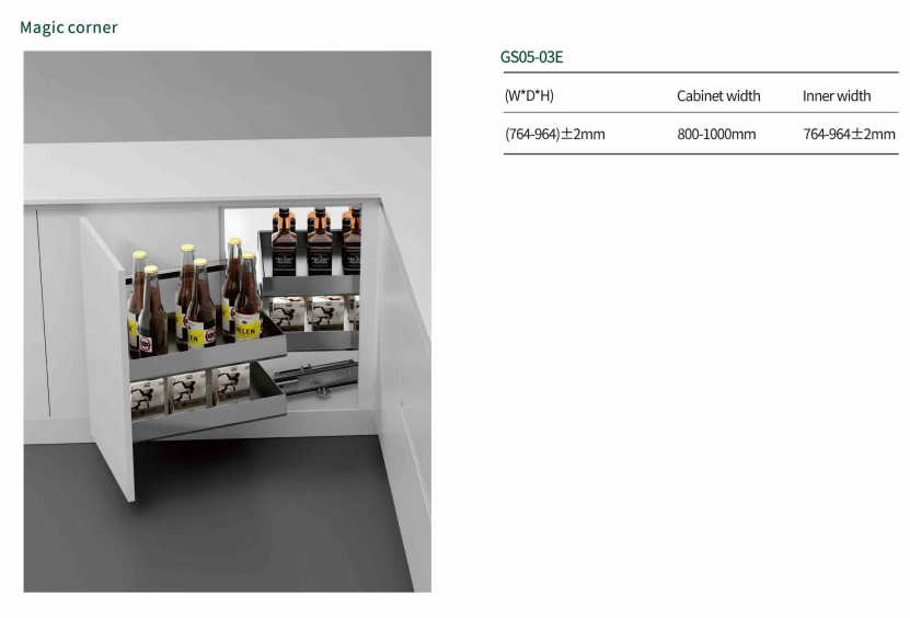 NISKO Space Saving 2 Tiers Soft Closing Magic Corner  details