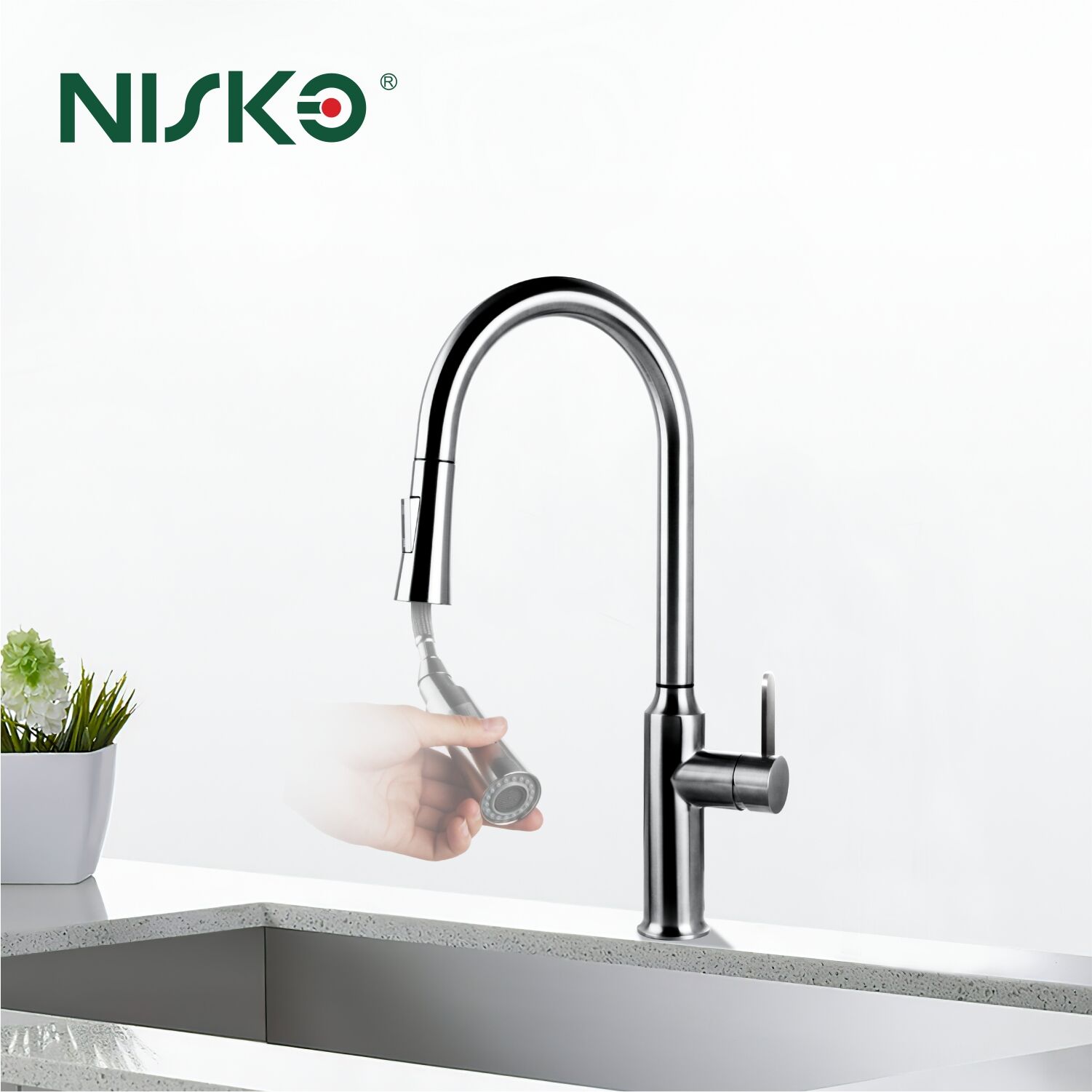 Stainless Steel 304 Hose Copper Core Brushed Nickel Faucet