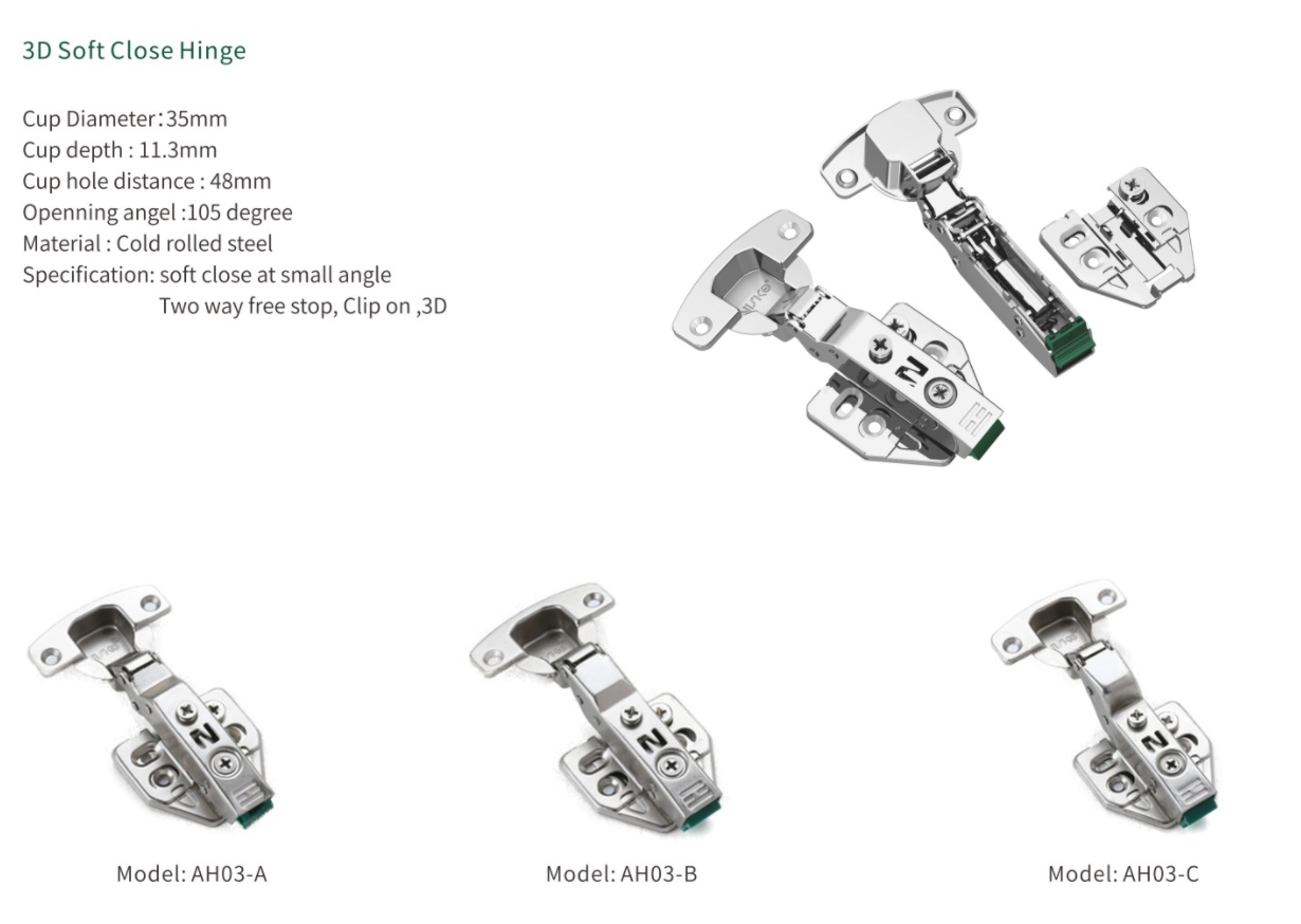 NISKO 3D Adjustable Heavy Duty Soft Close Clip on Hinge supplier