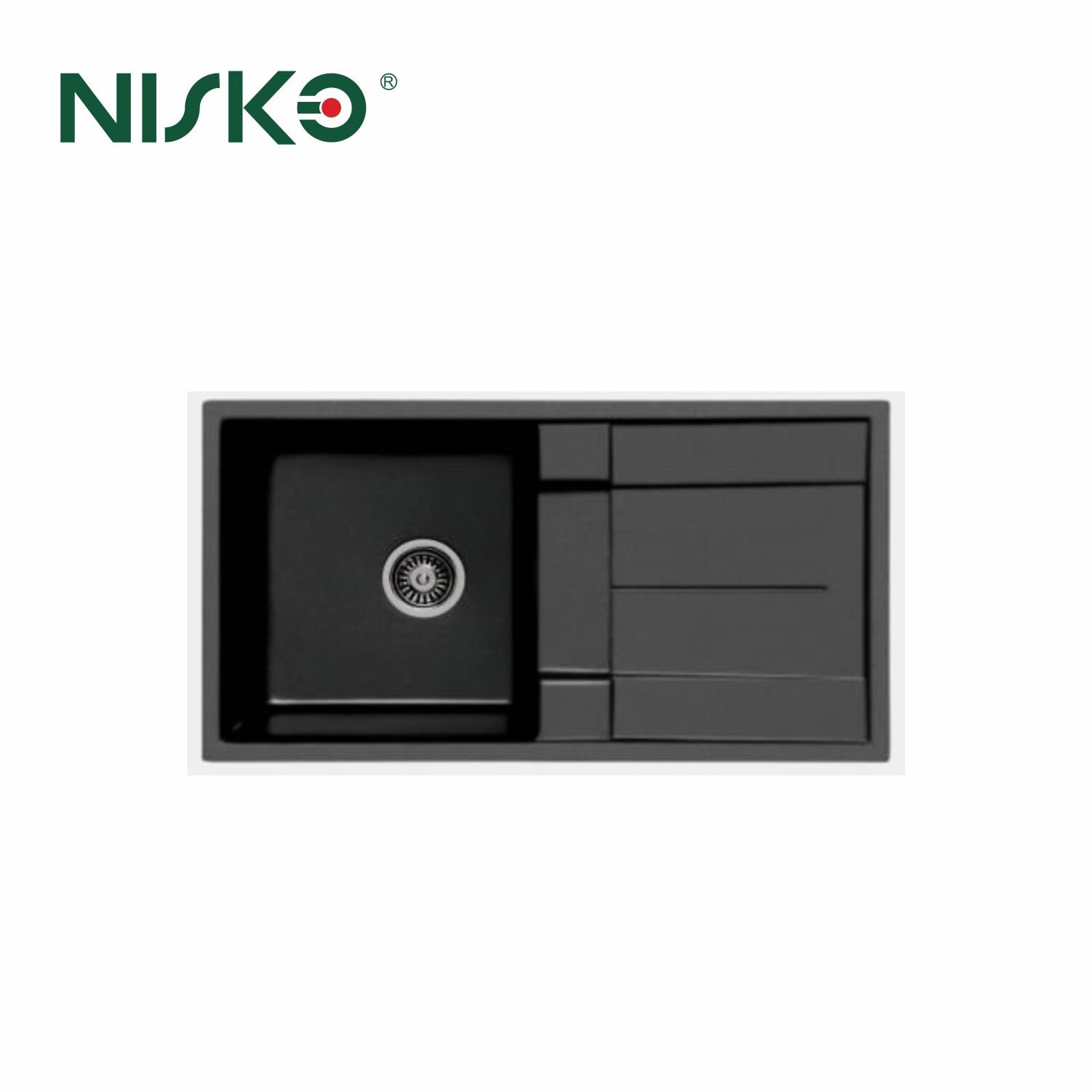 NISKO Kitchen Top Mount Single Quartz Sink with Drainboard