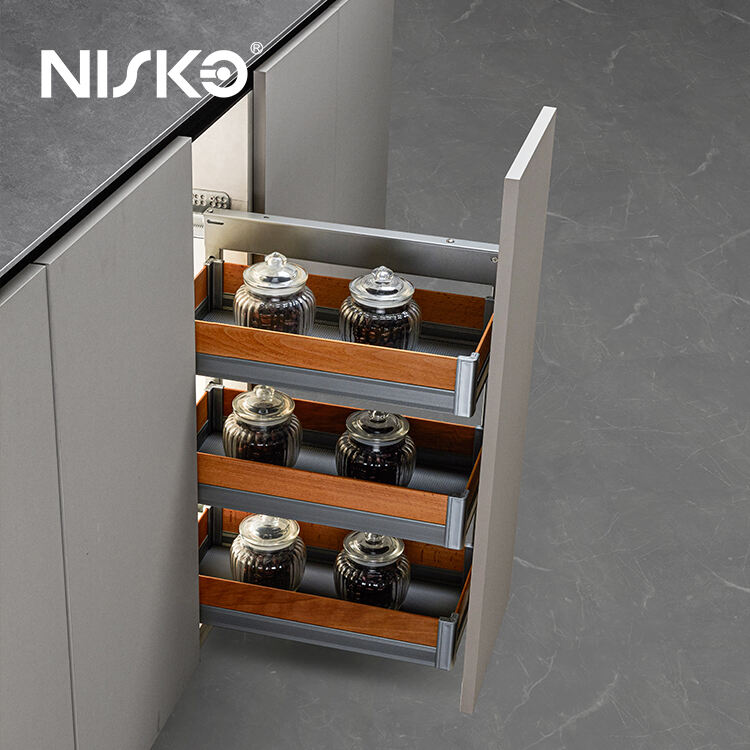 NISKO Luxury Modular Kitchen Cabinet Pull out Bottle Basket 