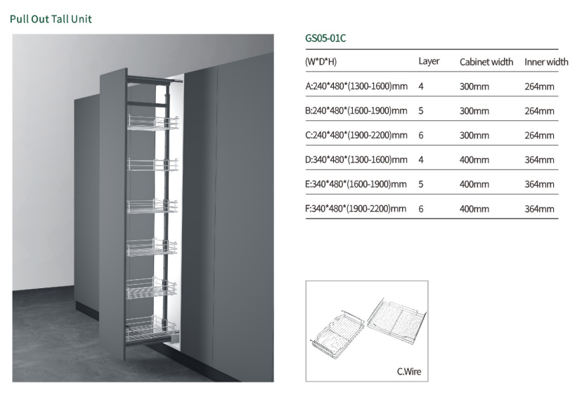 Modern Kitchen Cabinet Stainless Steel Wire Tall Unit  manufacture