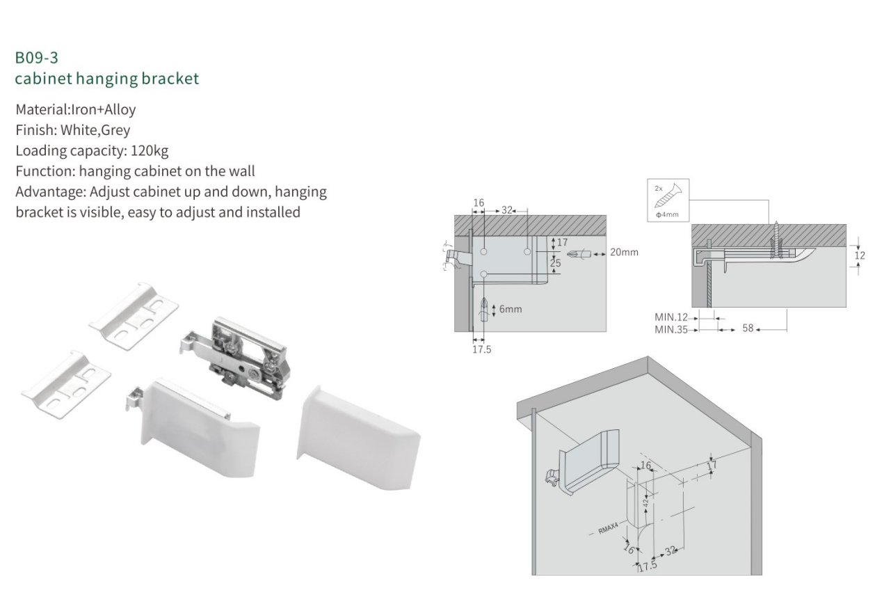 Kitchen Heavy Duty Adjustable Visible Hanging Cabinet Bracket  supplier