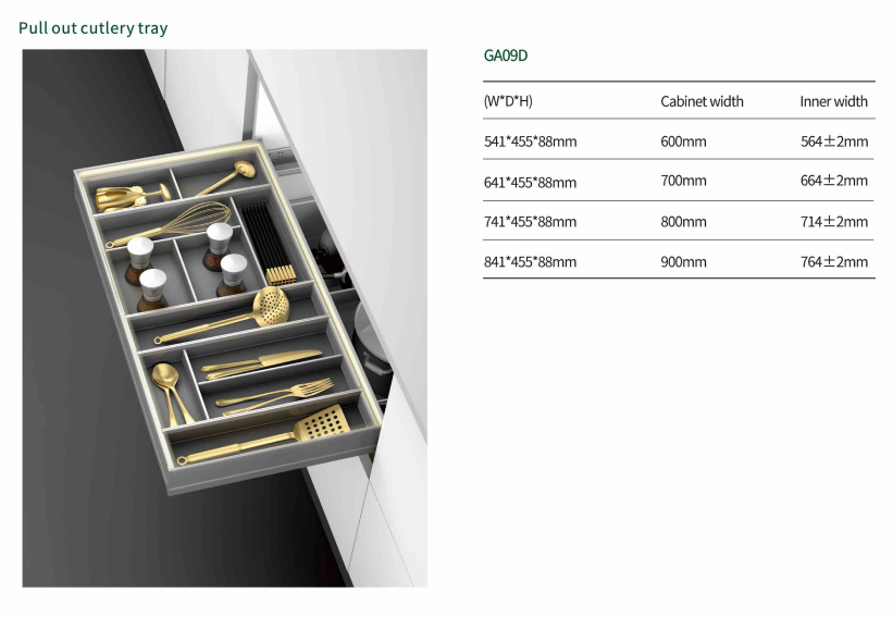 Modular Pull out Aluminum Cutlery Tray Drawer Organizer supplier