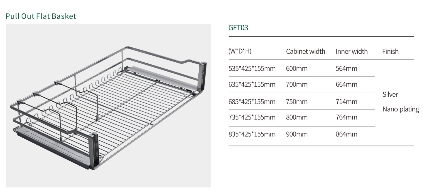 Kitchen Dish Storage Holder Soft Closing Flat Basket factory