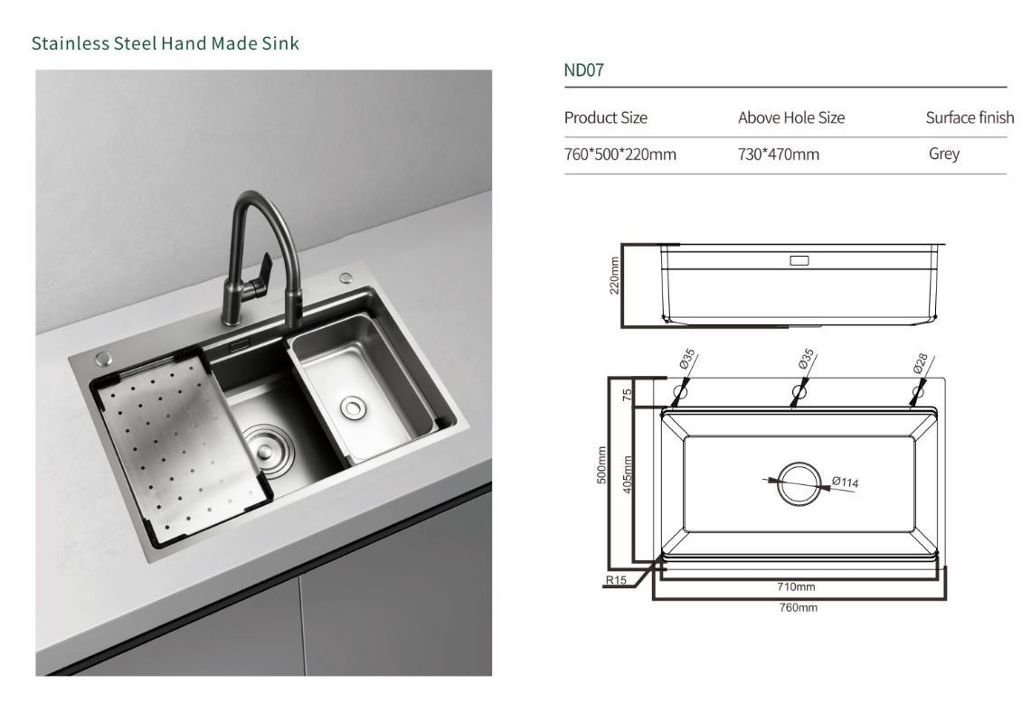 NISKO Multi-purpose Kitchen Countertop with Drainboard factory