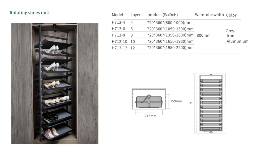 360 Degree Wardrobe Accessories Adjustable Wardrobe Cabinet Rotating Shoe Rack manufacture