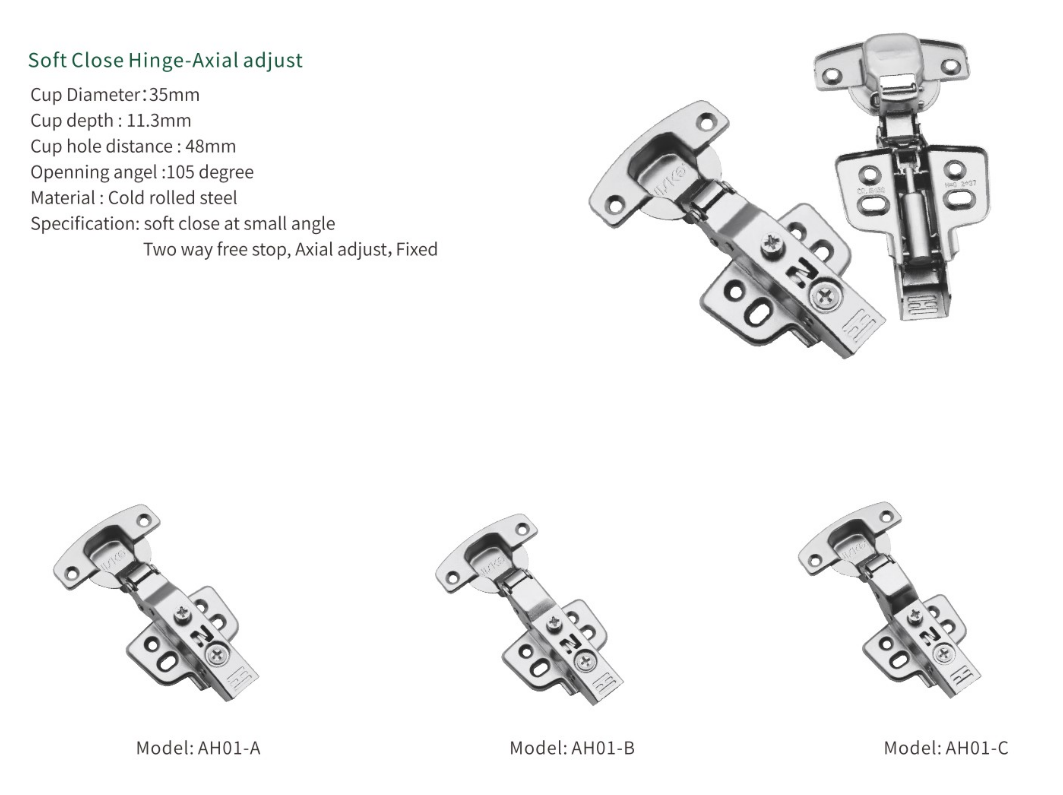 Adjustable Free Stop Soft Closing Two Way Locking Hinge manufacture