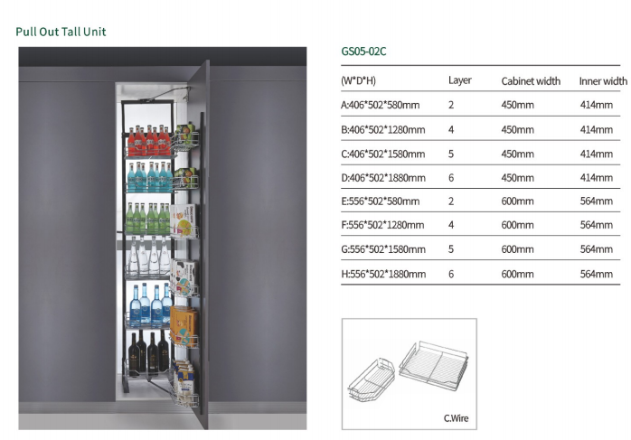 Pull out Kitchen Storage Cabinet Organizer Stainless Steel Pantry  supplier