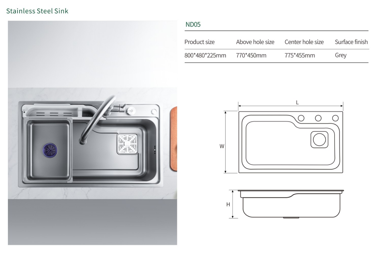 Kitchen Stainless Steel Wash Basin with Smart Drainer System manufacture