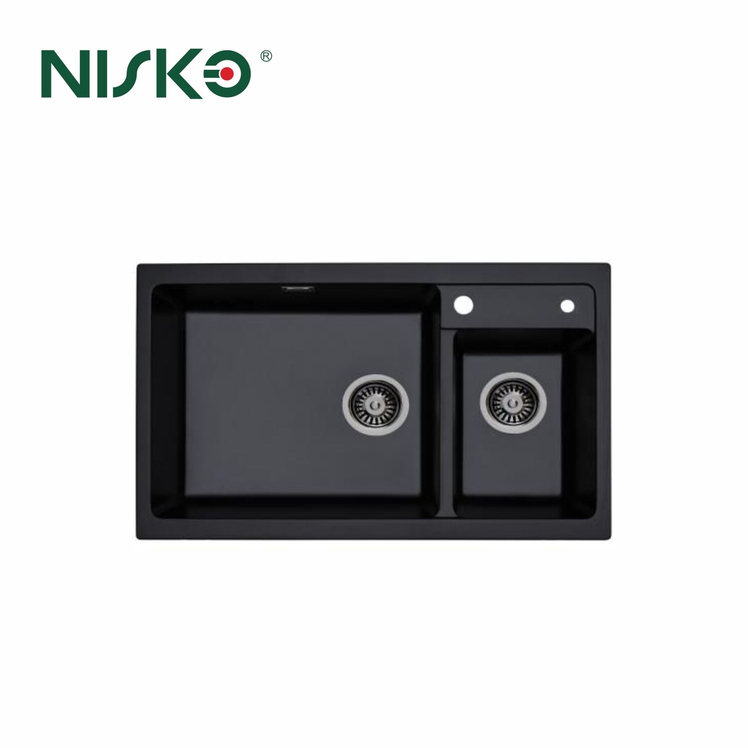 NISKO Top Mount Double Bowl Quartz Acrylic Black Sink