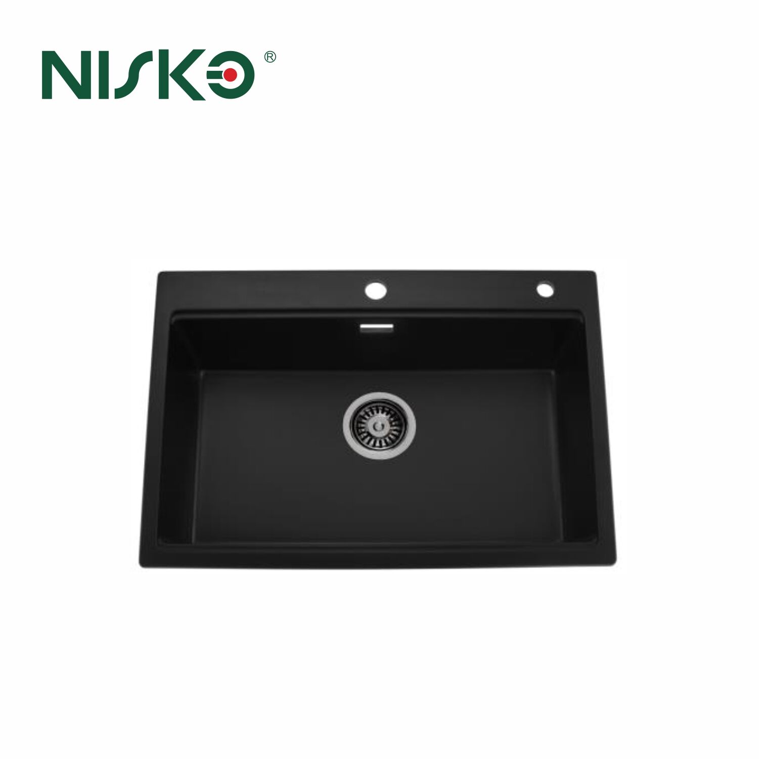 NISKO Top Mount Single Bowl Quartz & Resin Square Sink 