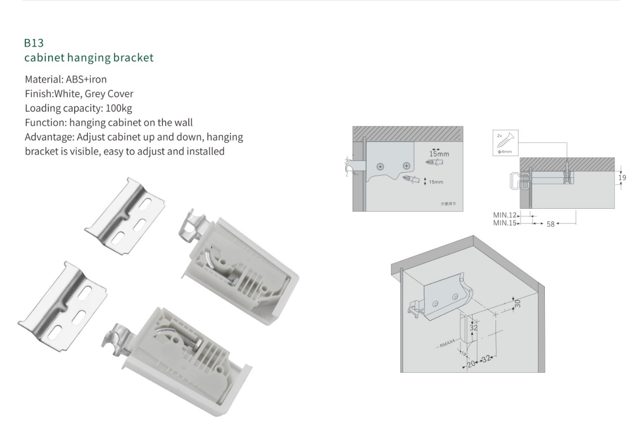 Cupboard Hardware Hanging Bracket with Wall Hanger Plate manufacture