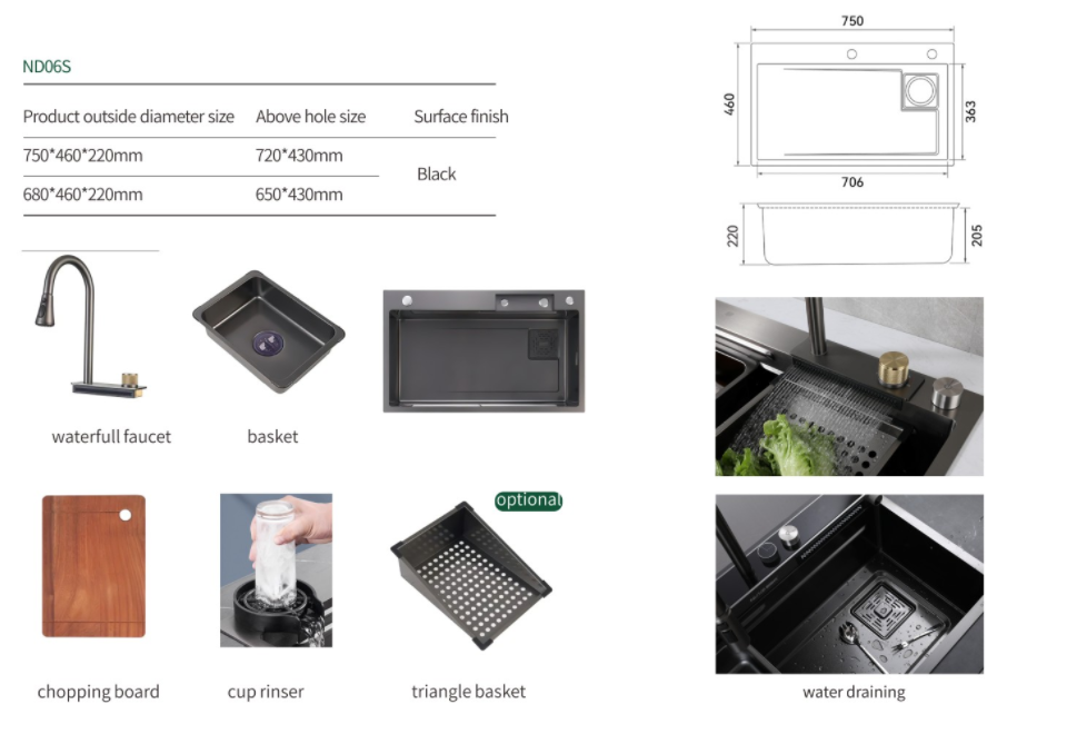 Multi-purpose Undermount Workstation Single Bowl Kitchen Sink manufacture