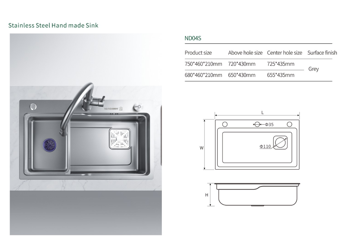 Multifunctional Single Bowl Kitchen Sink Set Composite Groove manufacture