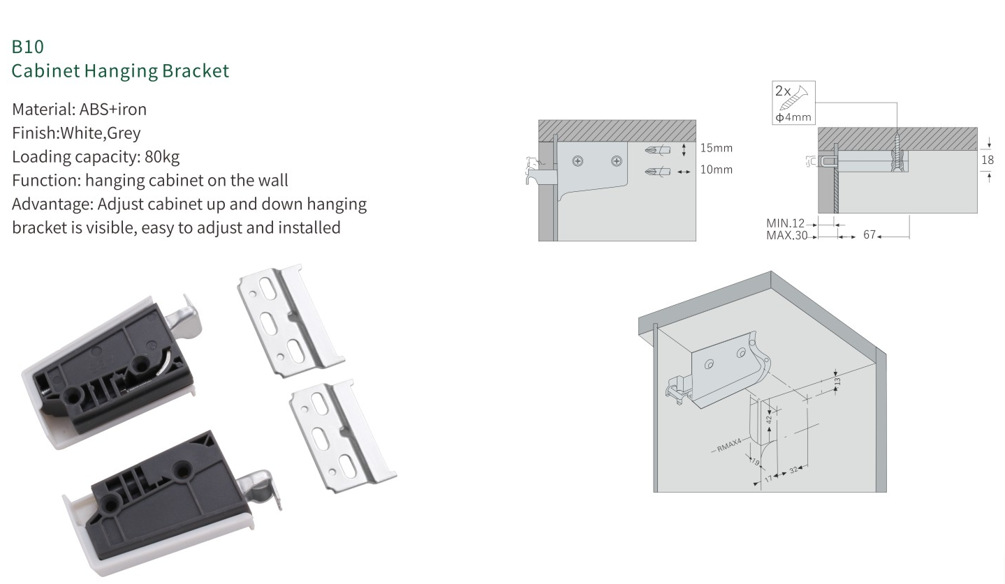 NISKO Adjustable Cabinet Hanger Wall Mounted Bracket details