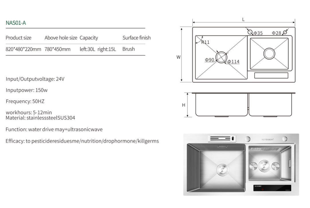 Modern Kitchen Accessories SUS 304 Double Bowl Sink manufacture