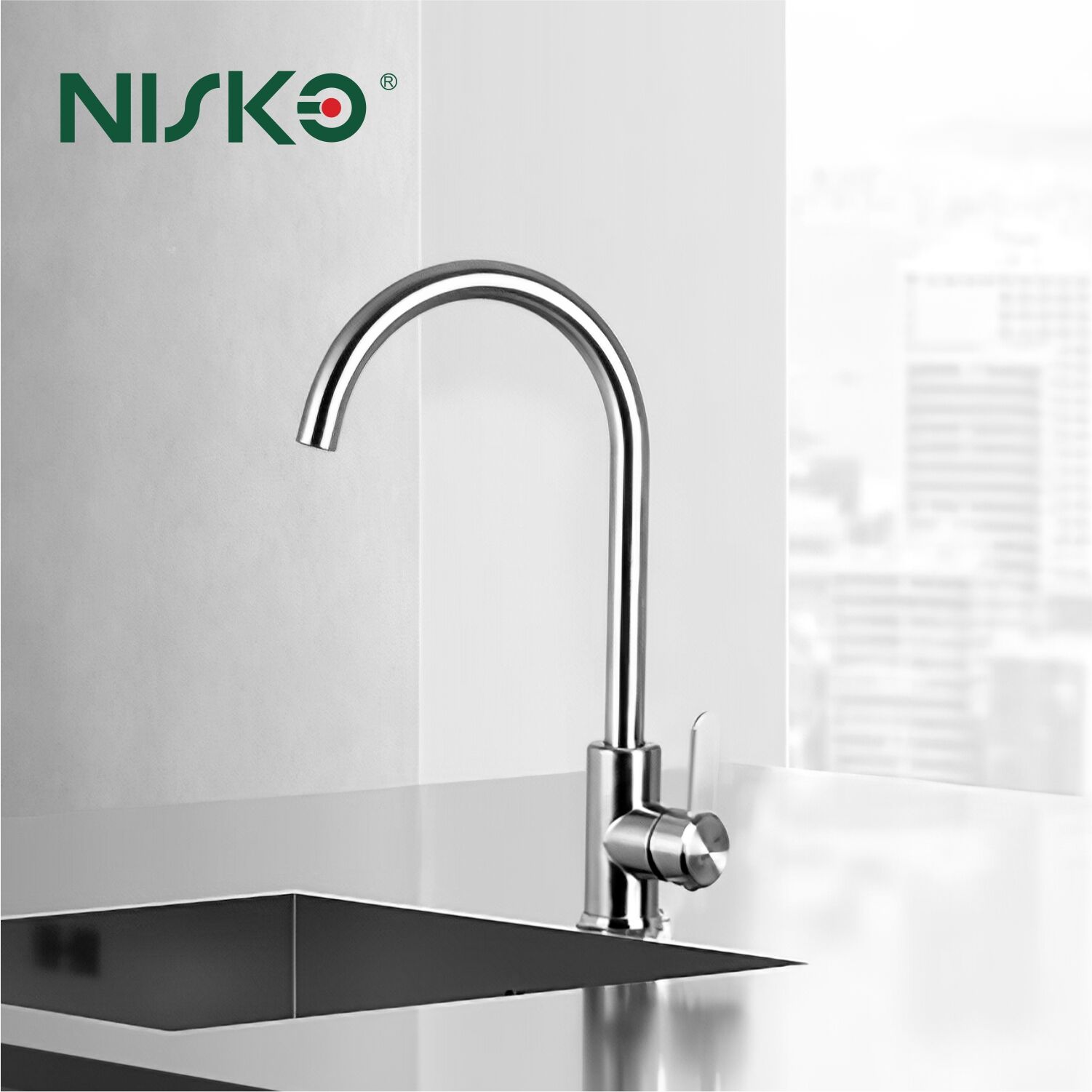 Kitchen Stainless Steel 304 Nickel/Black Plating Adjustable Faucet 