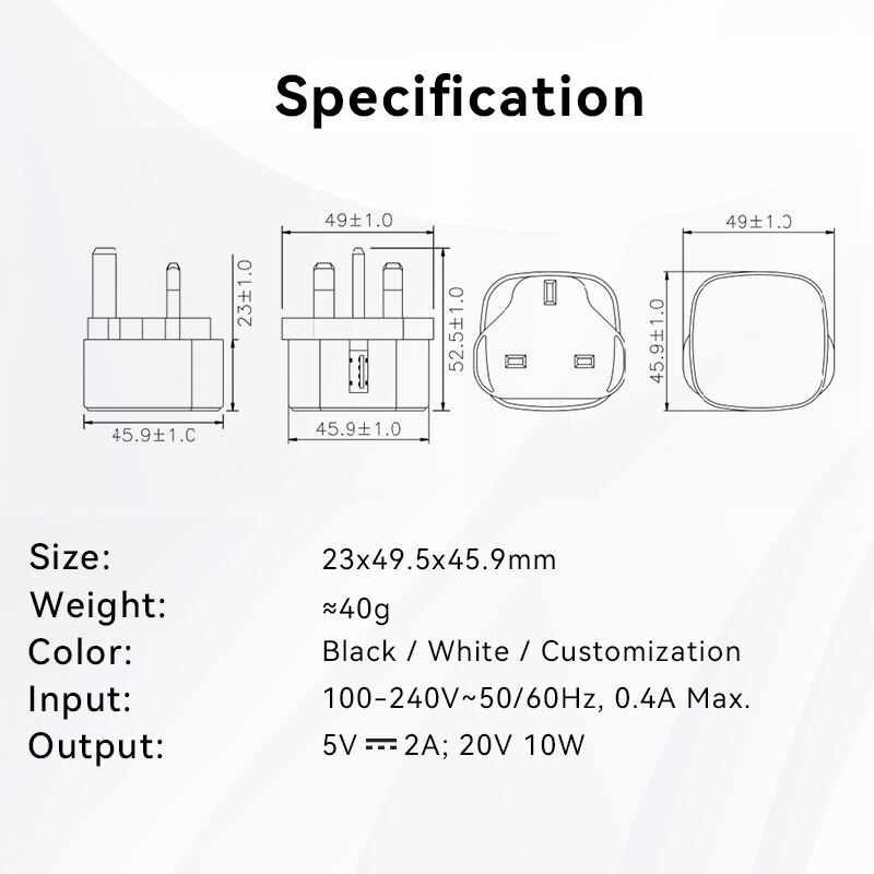 UK Type 5V 2A USB Charger Block