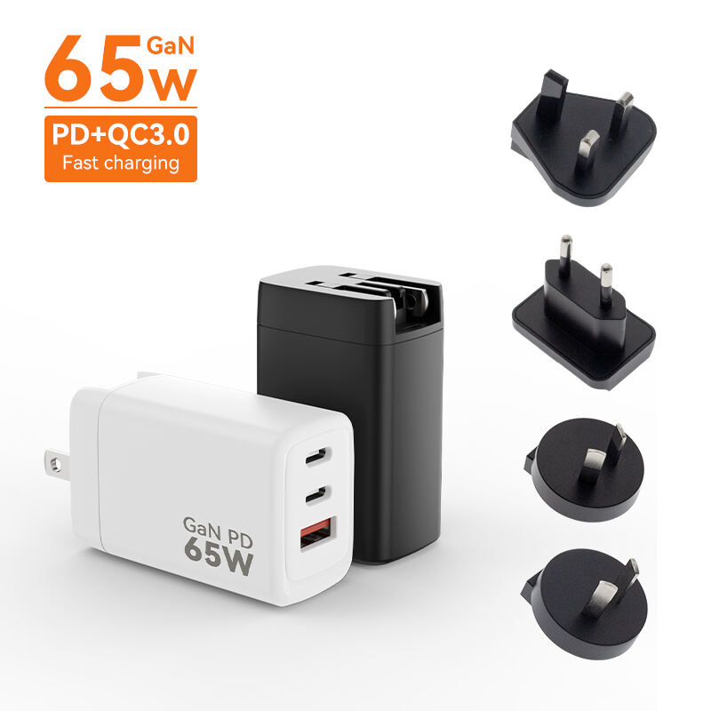 Interchangeable standard 65W 3-Port GaN Charger