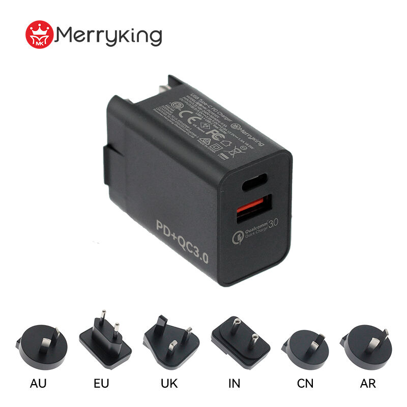 Interchangeable Plug PD 20W USB A Type C Fast Charger