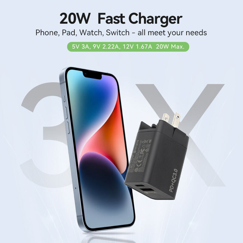 Interchangeable Plug PD 20W USB A Type C Fast Charger