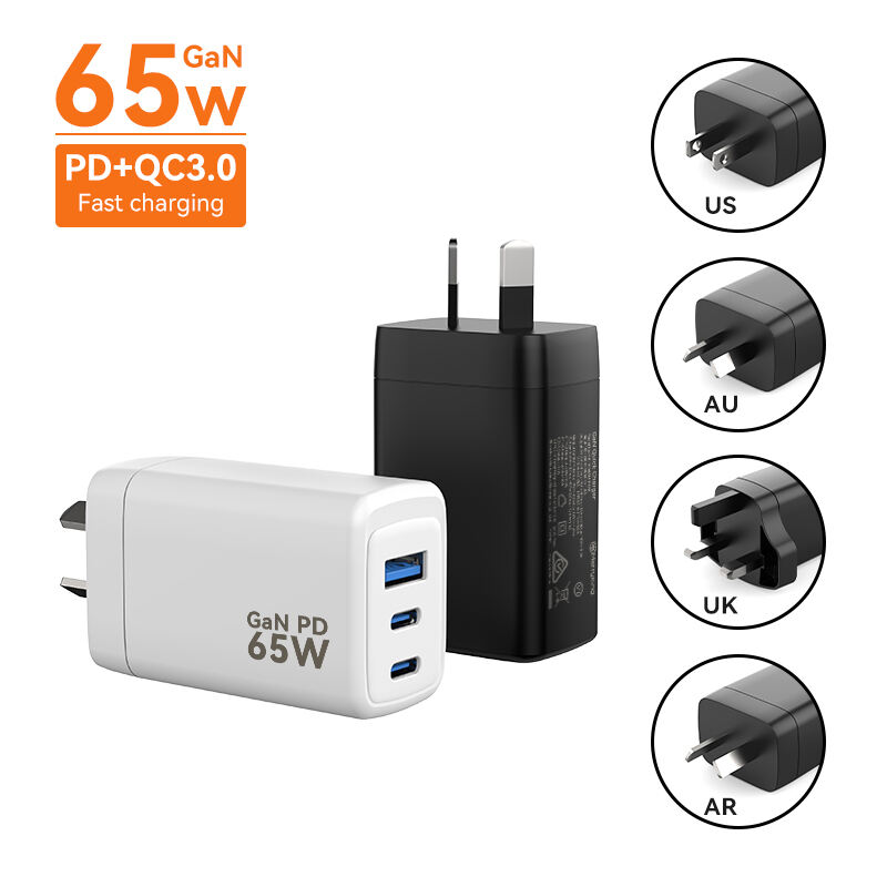 Australian Plug 65W 2C 1A GaN Charger Block