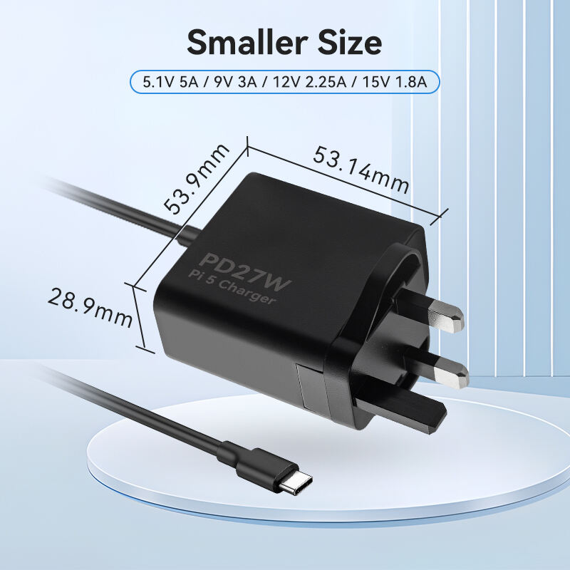 UK stik 27W 5,1V/5A Raspberry Pi oplader