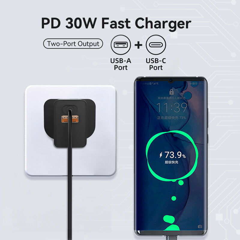 UK Standard 15V 2A PD 30W Fast Charging Charger