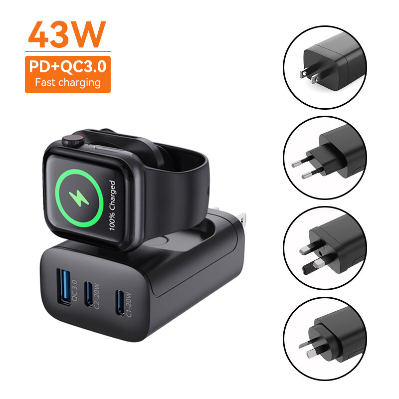 US Plug 43W Watch PD 4 in 1 Fast Charger