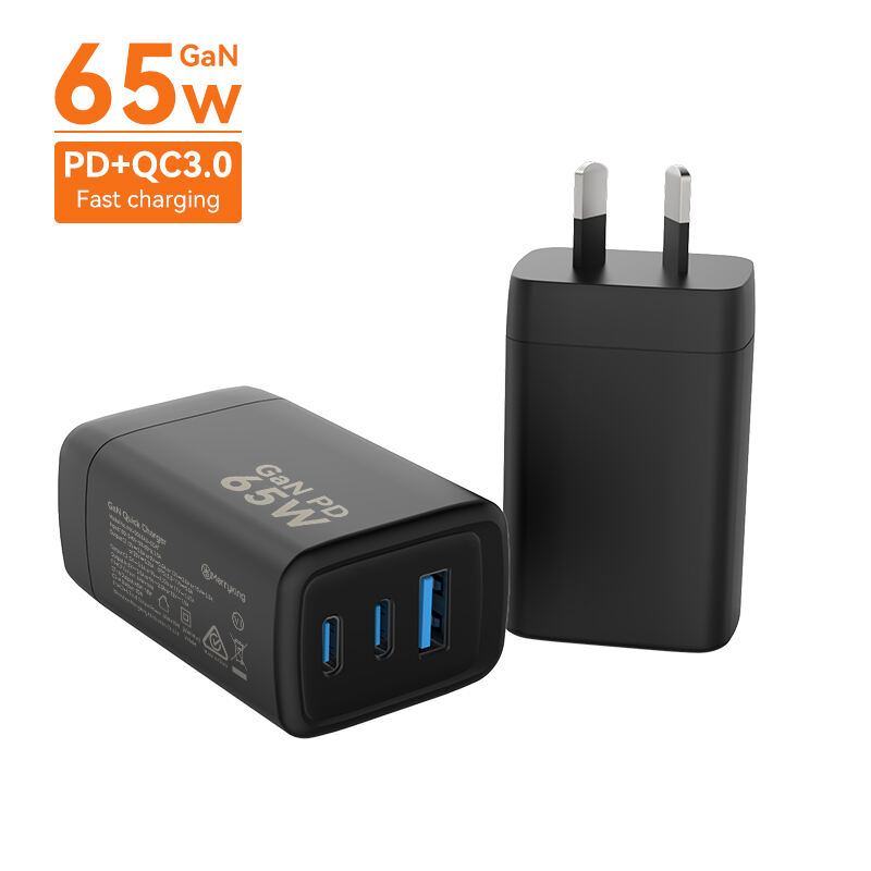 Australian Plug 65W 2C 1A GaN Charger Block