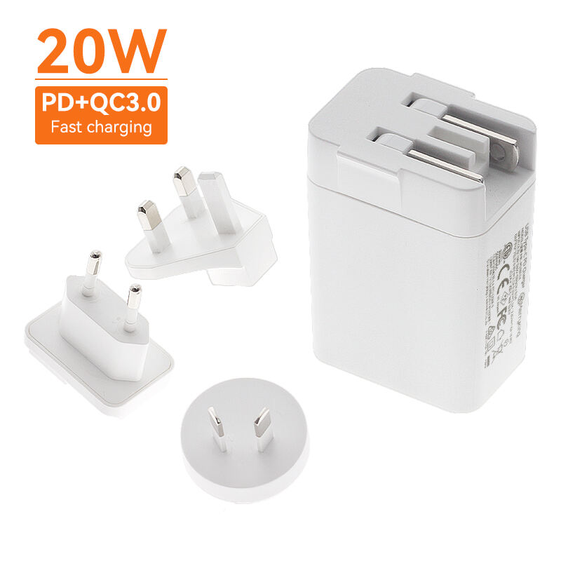 Interchangeable Plug PD 20W USB A Type C Fast Charger