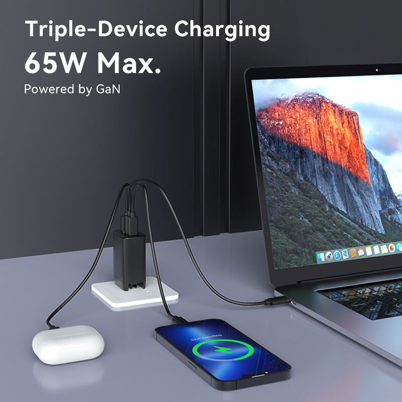 Interchangeable standard 65W 3-Port GaN Charger