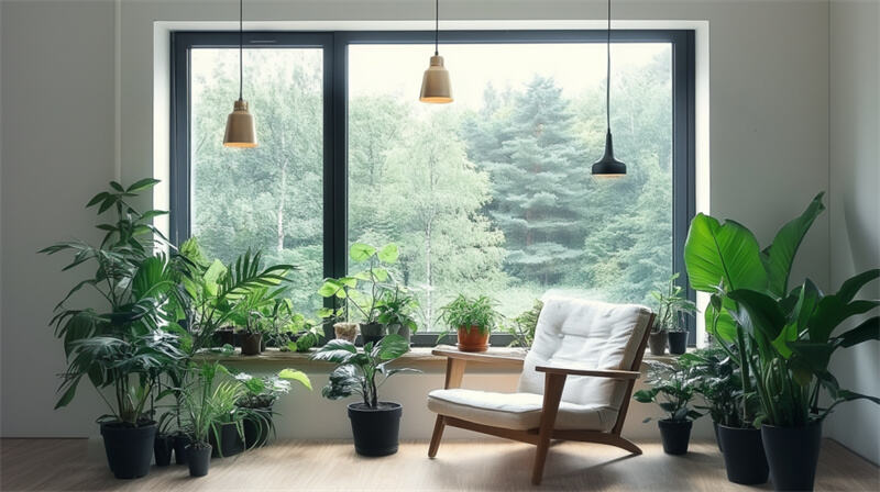 Conception écologique de maison avec des fenêtres en aluminium